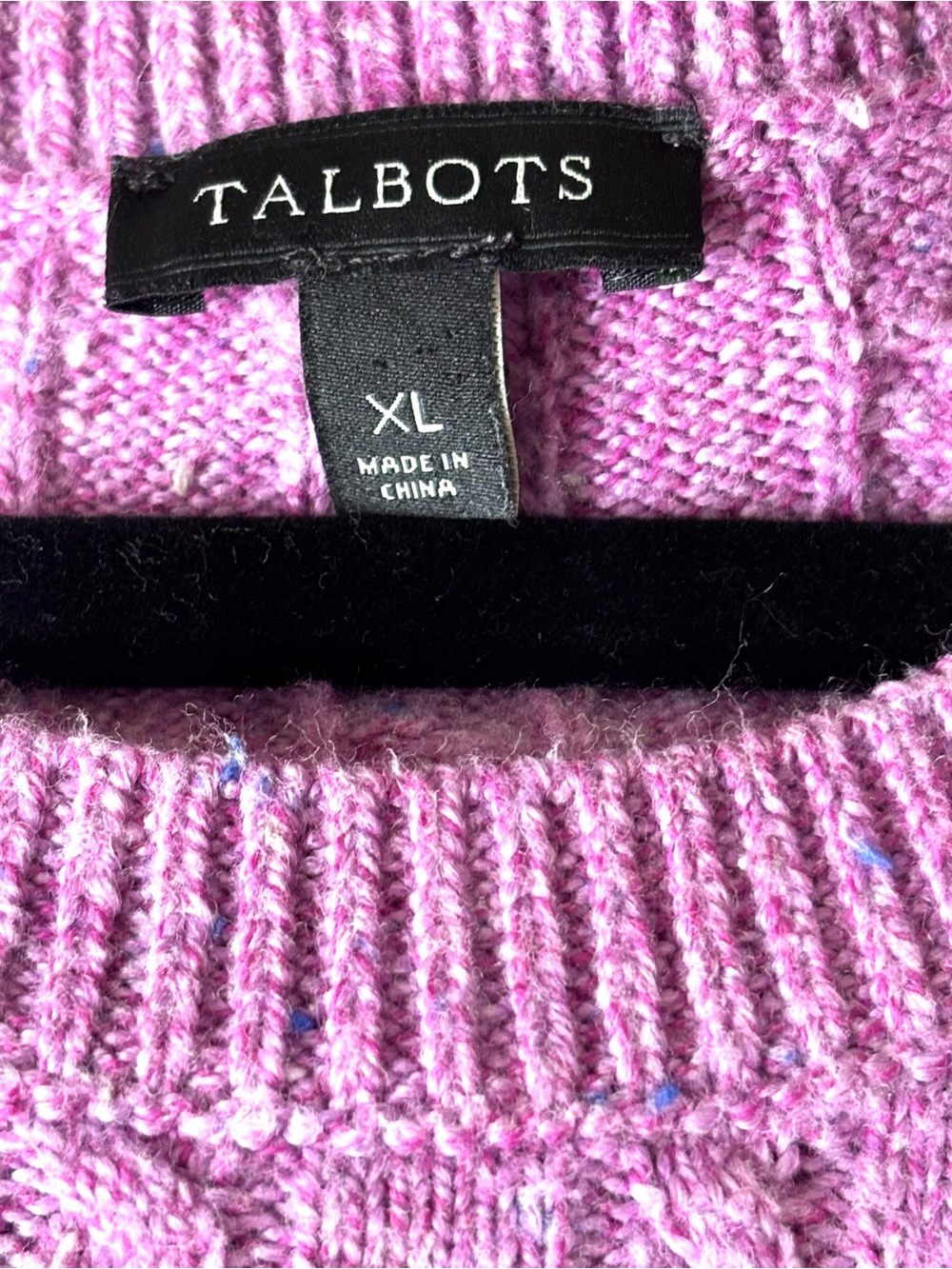 Talbots Cable Crewneck Sweater Donegal Heathered Magenta Size XL - Picture 4 of 5